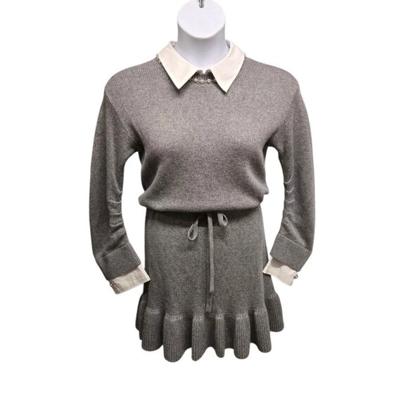 Cinq a Sept Womens Size Small Heather Gray Kiana Necklace  Dress Wool Blend - Picture 2 of 9